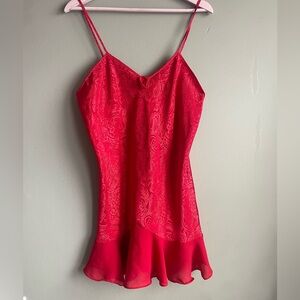 Chic Red Satin Chemise